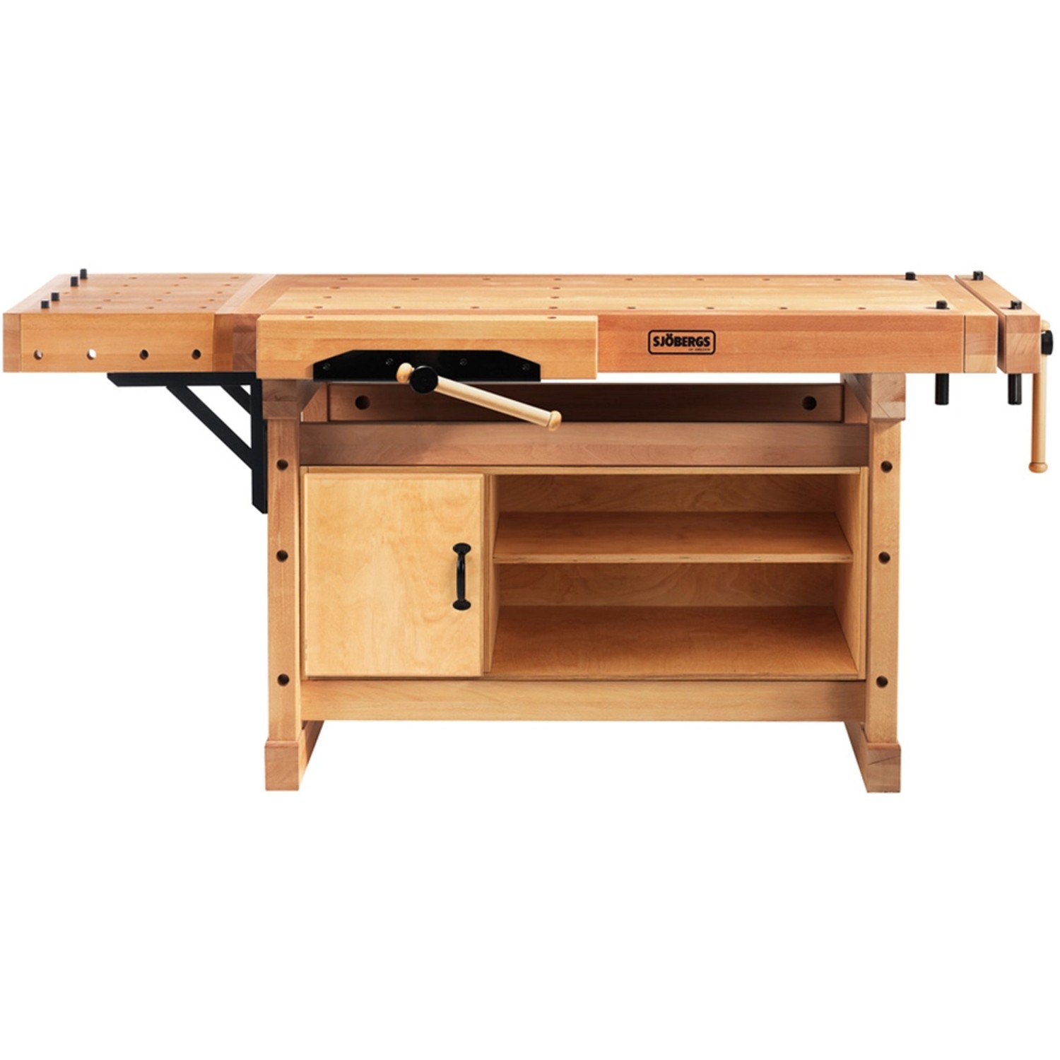 Sjöbergs Hobelbank Elite 1500 aus Buche mit Schublade und Ablagefächern.