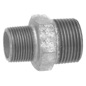Kirchhoff Reduzier-Doppelnippel, verzinkt, 33,3 mm x 21 mm, für Temperguss-Fittings.