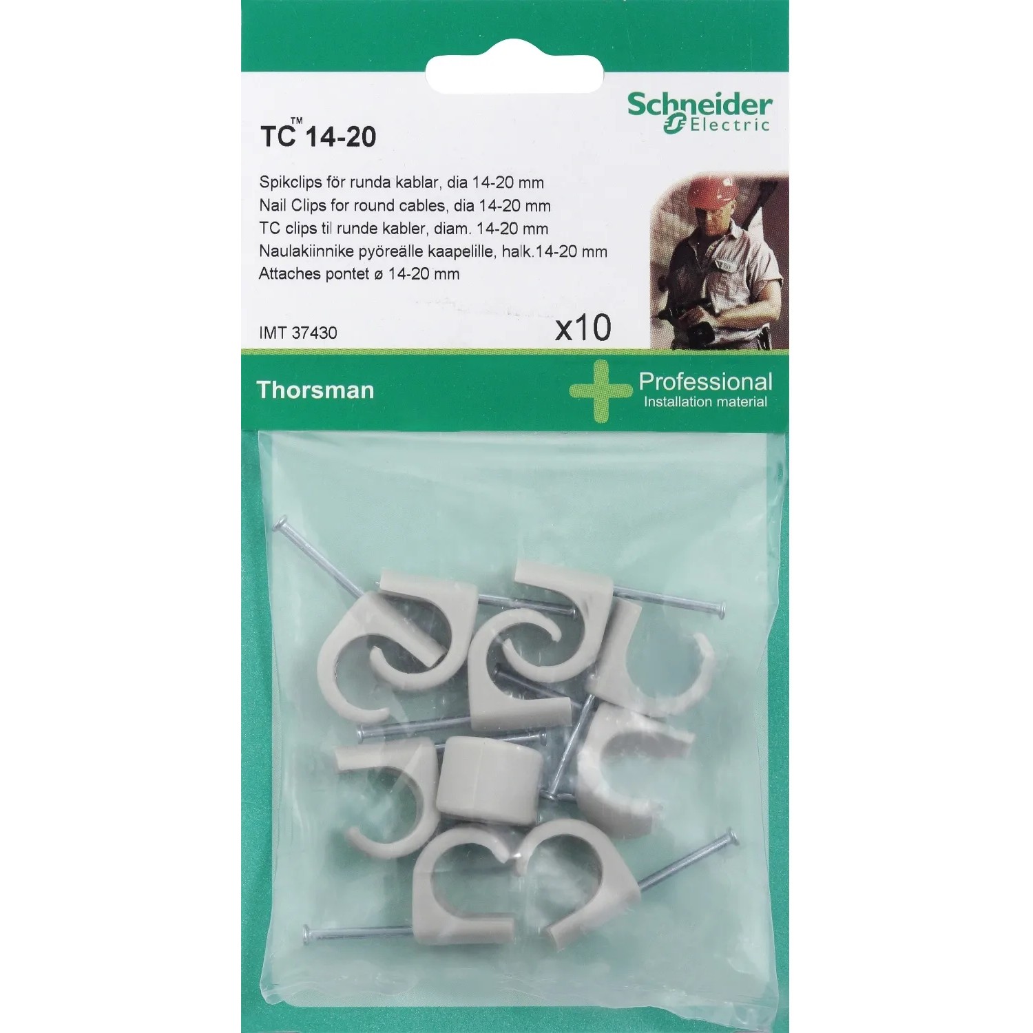 Schneider Electric Nagelschellen, 10 Stk., für Kabeldurchmesser 14-20 mm.