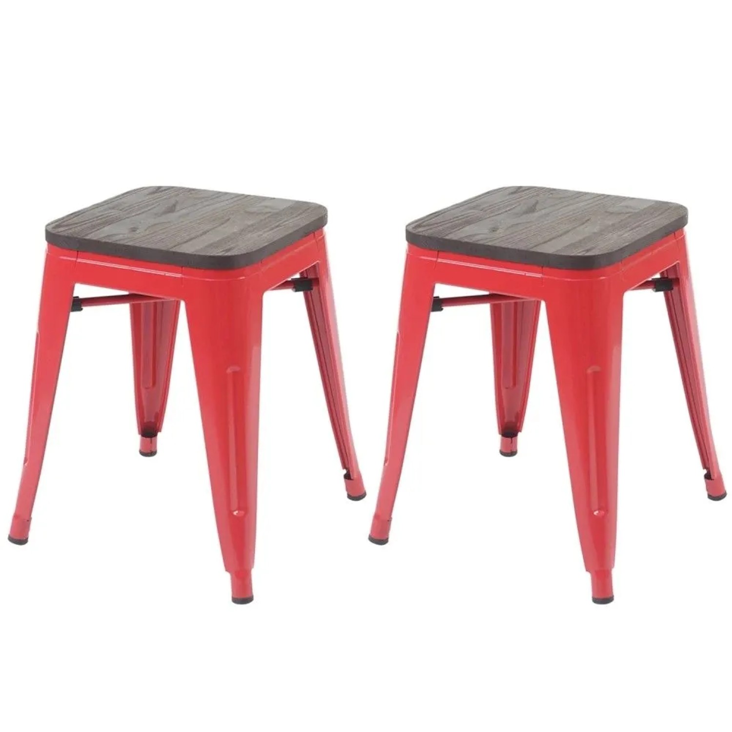 MCW 2x Hocker A73 Inkl. Holz-Sitzfläche Rot