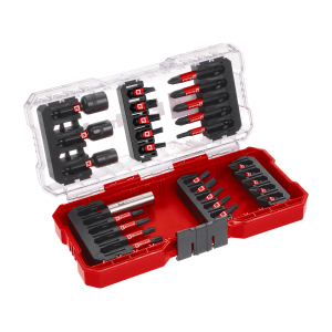 Einhell Impact Bit-Set, 28-teilig, im roten S-Case. Schraubenzieher-Bits und Steckschlüssel übersichtlich sortiert.