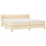 Cremefarbenes vidaXL Boxspringbett 200x200 cm mit Stoffbezug, Matratze und Kopfteil.