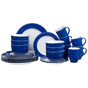 Ritzenhoff & Breker Doppio Kombiservice, 24-teilig, Indigo Blau: Teller, Tassen und Schalen aus Porzellan.