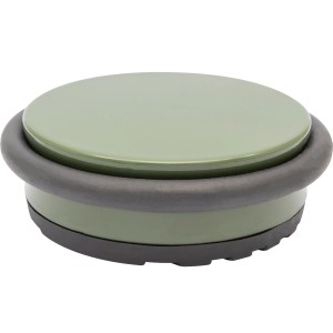 Olivgrüner Wagner Bodentürstopper Big Disk Color aus Stahl mit Gummiring und Anti-Rutsch-Unterlage.