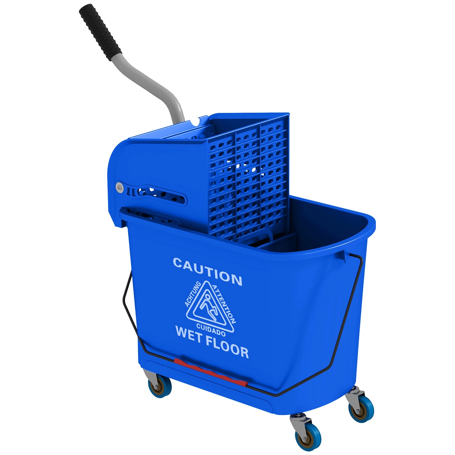 HOMCOM Putzwagen mit Wischmopp Kunststoff Blau 60L x 27B x 70,5H cm