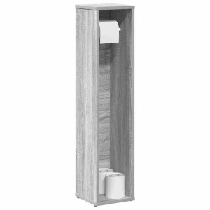 vidaXL Badezimmerschrank mit Rollenhalter, Sonoma Grau, Holzwerkstoff, mit Toilettenpapier.