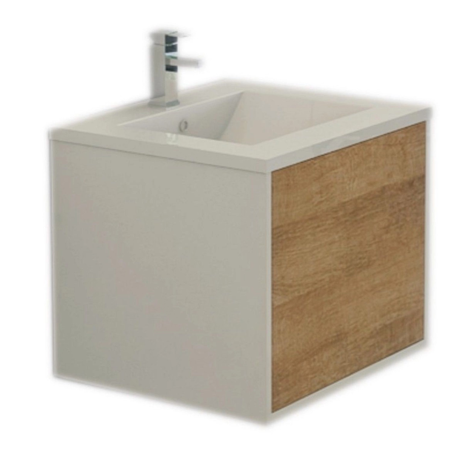 Jet-Line Waschtisch Linz 60 cm in Holzoptik SMC-Waschbecken und Unterschran günstig online kaufen
