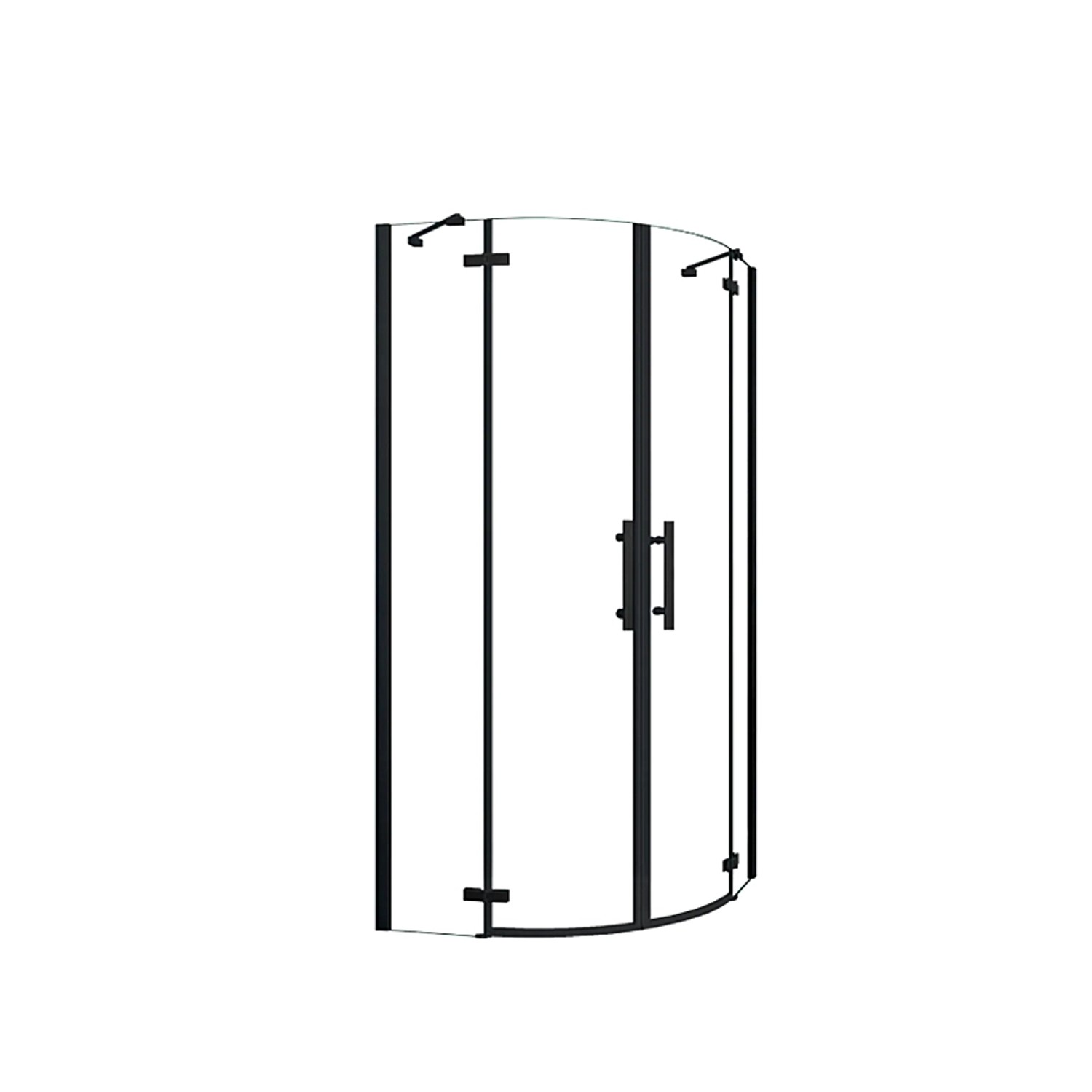 Duschparadies Duschkabine 90 x 90 cm Runddusche Höhe 195cm Schwarz Viertelk günstig online kaufen