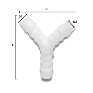Weißer Klasebo Y-Schlauchverbinder aus Kunststoff, 10 mm, zur Verzweigung von Gartenschläuchen.