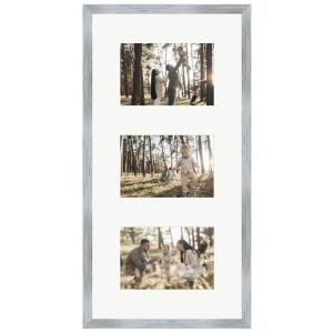 Silberner WANDStyle Galerierahmen für 3 Fotos (10x15 cm). Bilderrahmen für Hoch- und Querformat.