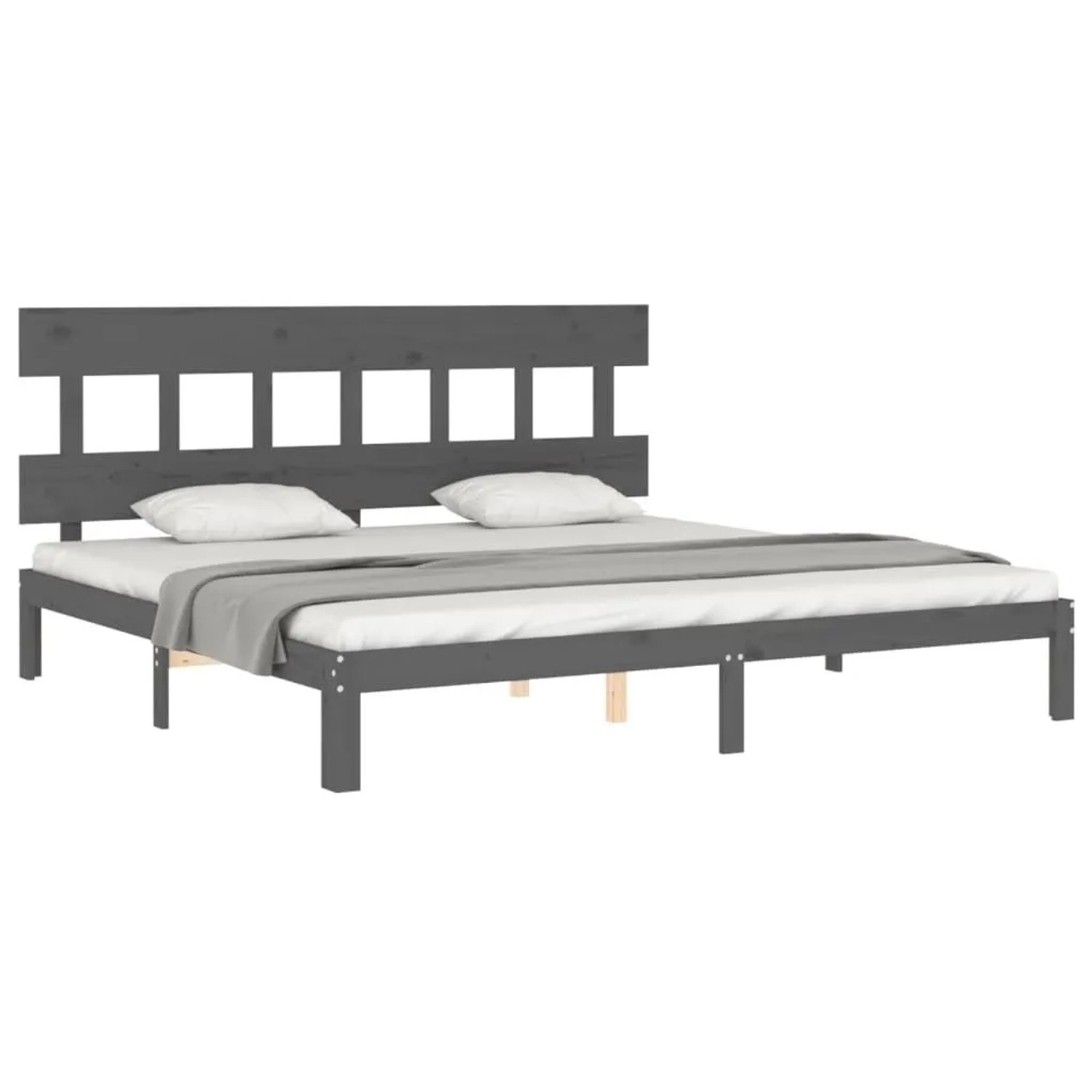 vidaXL Massivholzbett mit Kopfteil Grau 200x200 cm 3193618 günstig online kaufen