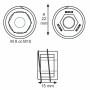 SOTECH KEA Tischbeinverbinder M8/M10, zylindrischer Möbelbeschlag. Maße: Ø 22mm, 15mm Höhe.