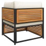 vidaXL Garten-Ecksofa aus Akazienholz mit cremeweißen Kissen, Teil der 6-tlg. Sofagarnitur.
