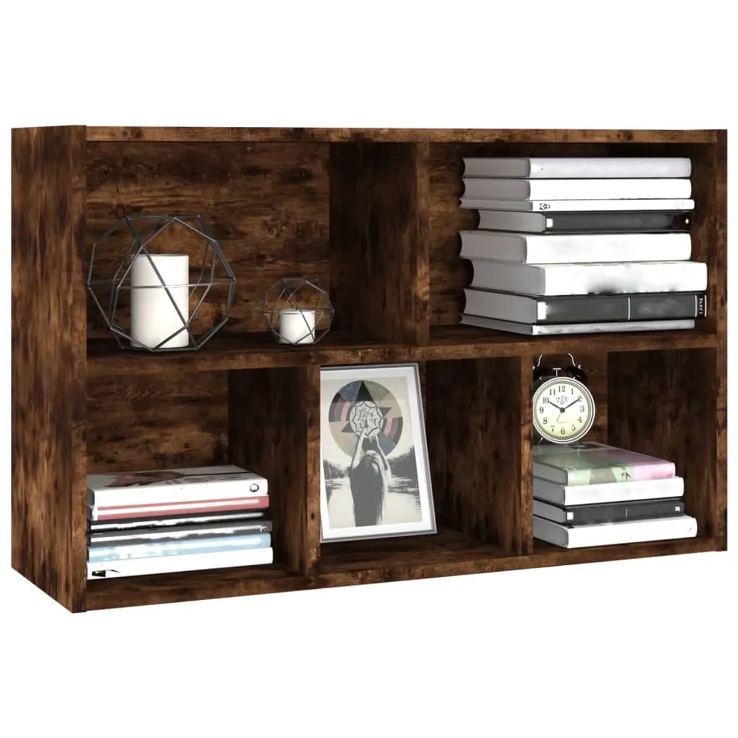 VidaXL Bücherregal/Sideboard in Räuchereiche, 50x25x80 cm, Holzwerkstoff mit Fächern.