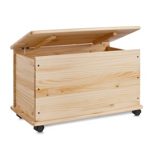 Offene Aufbewahrungstruhe aus Kiefernholz mit Rollen von Zeller, naturfarben, 45x40x73 cm.