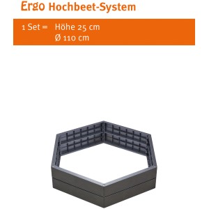 Garantia Ergo Hochbeet-System L Stone, Kunststoff-Hochbeet in Steinoptik, 25 cm hoch, Ø 110 cm.