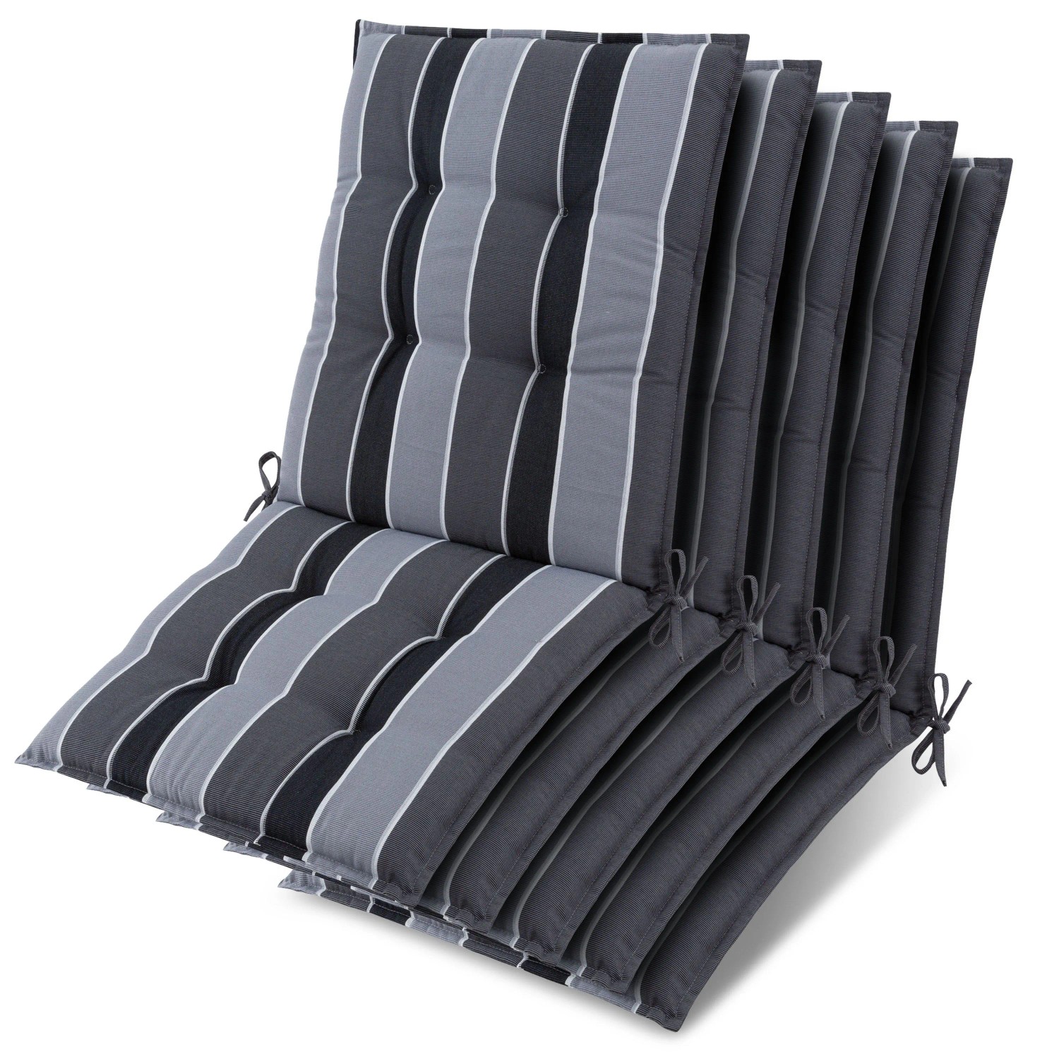 Beautissu 5x Niederlehner Sun-NL Auflage 105x50x8cm Anthrazit-Gestreift