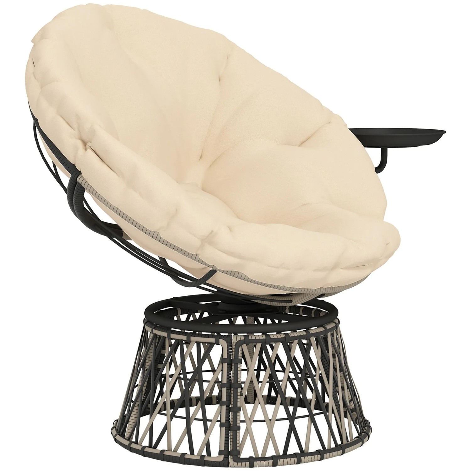 Furnicato Papasansessel Rattan 90 Cm Drehbar Korbsessel Beige
