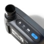 Schwarze Dräger X-plore 8300 Gebläseeinheit für Atemschutz mit Bedienfeld, Luftstrom- und Batterieanzeige, blauer Power-Knopf.