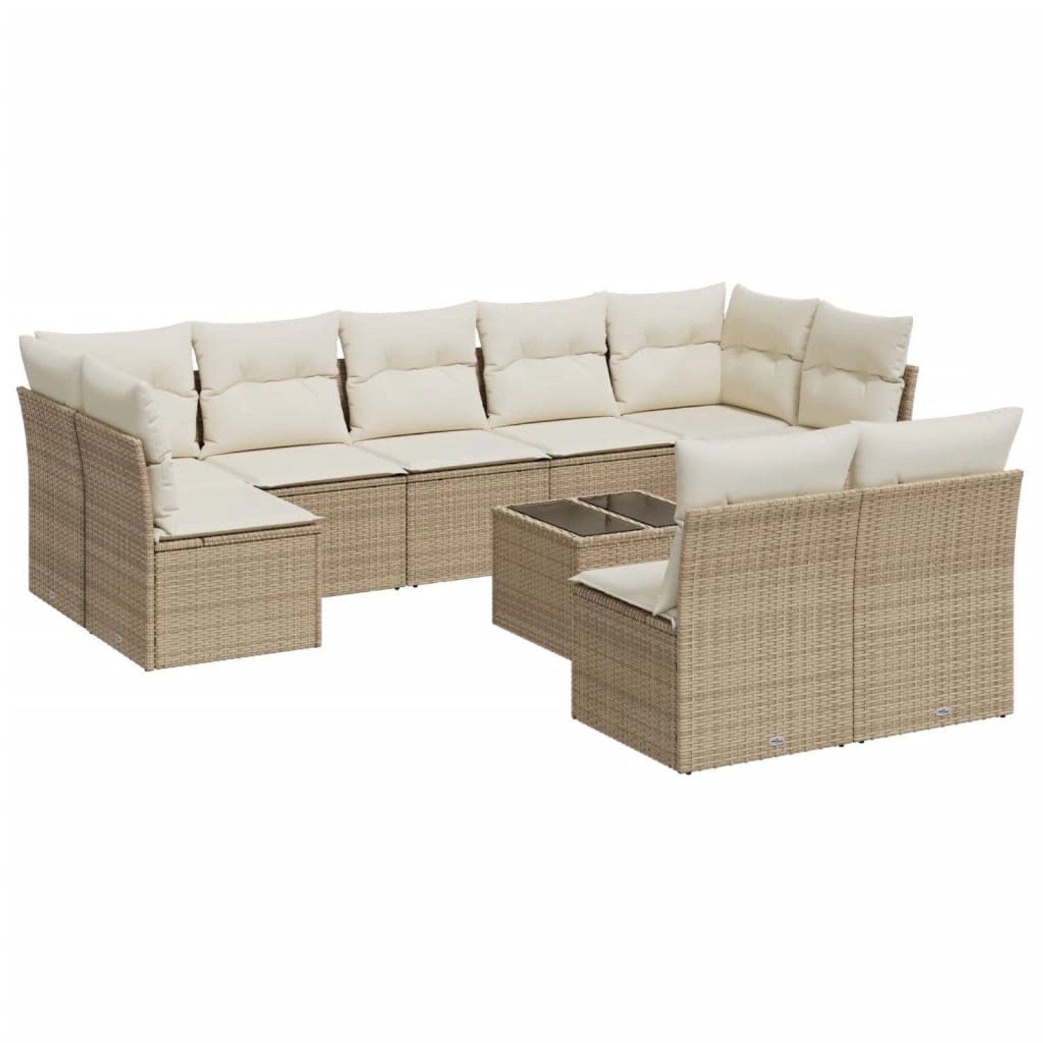 vidaXL 10-Tlg Garten-Sofagarnitur mit Kissen Beige Poly Rattan 3249997 günstig online kaufen