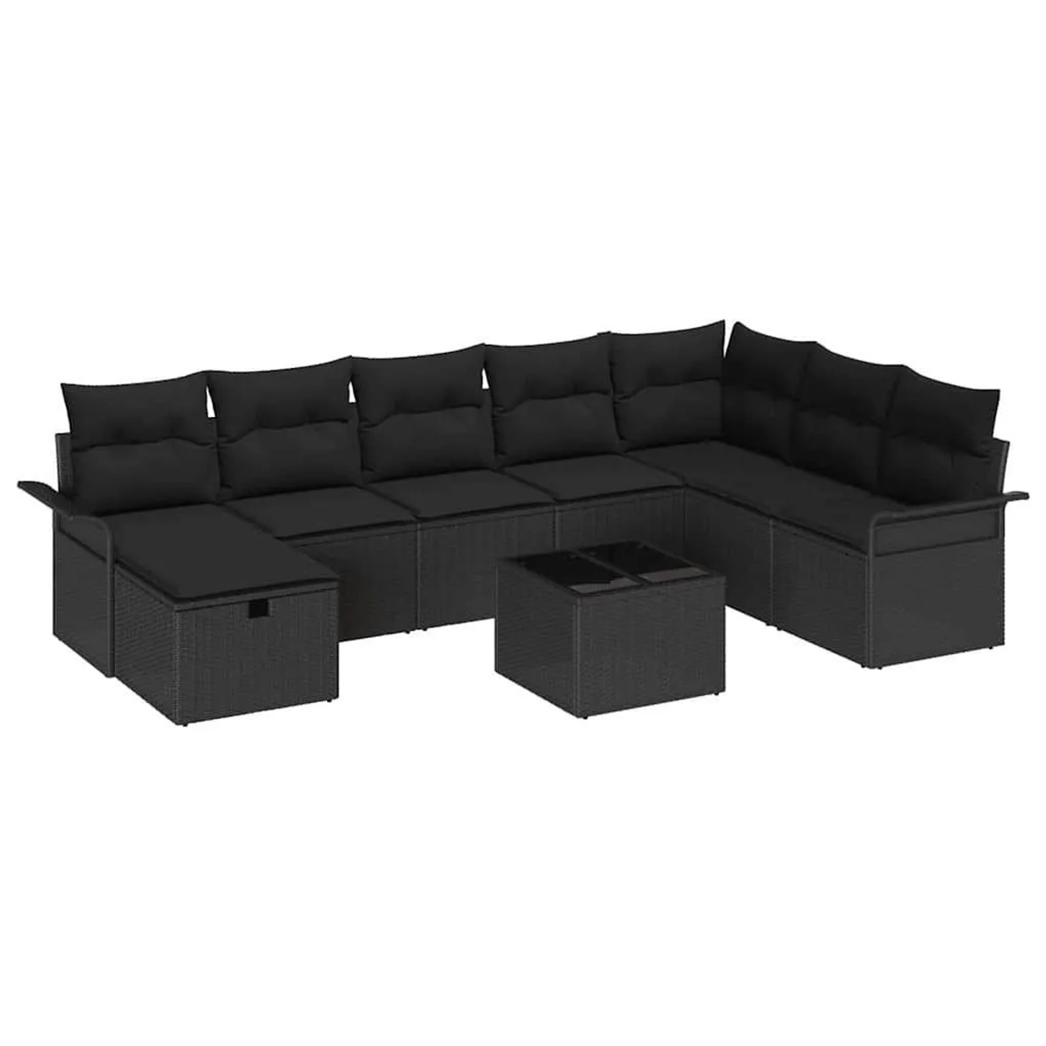 vidaXL Gartensofa-Set mit Kissen 9 Stk Schwarz Poly-Rattan 3358942 günstig online kaufen