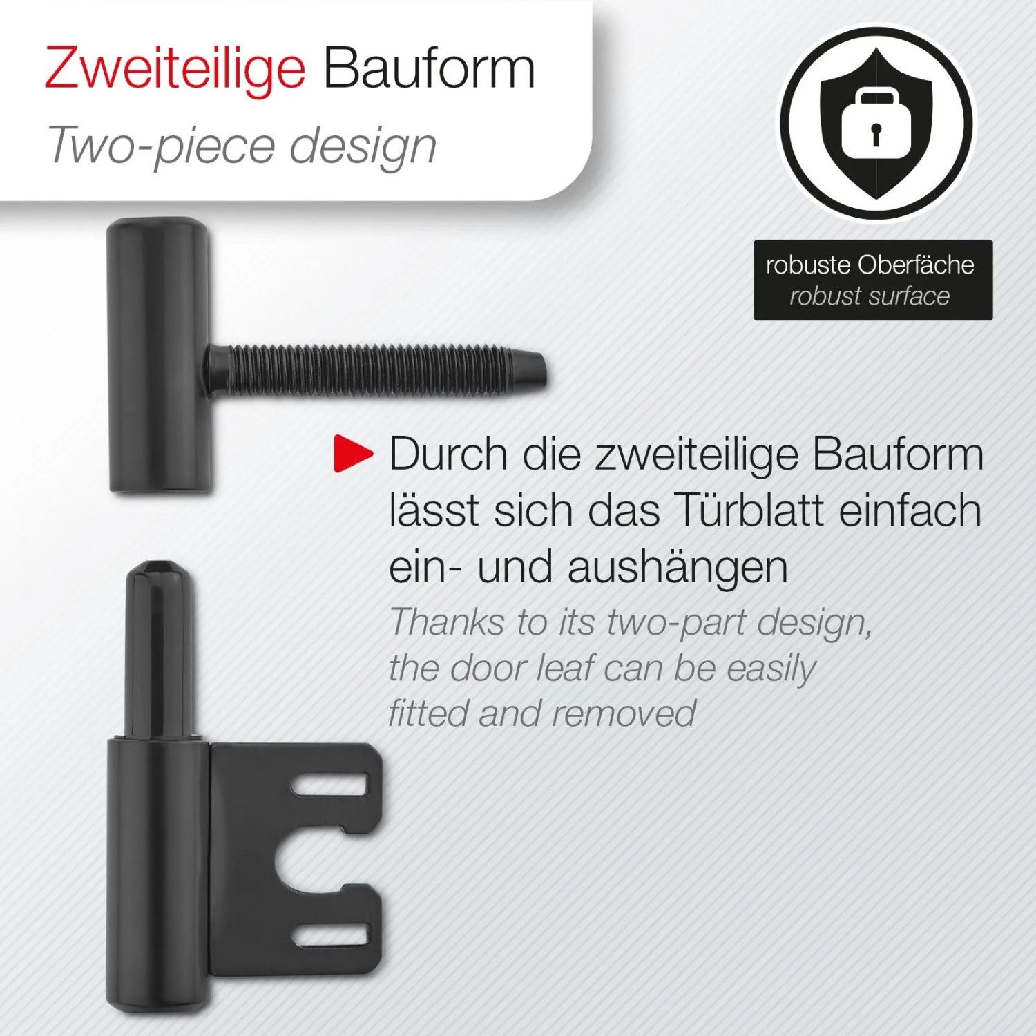 SOTECH 1 Paar Türbänder 2-Teilig Ø15 mm Stahl Schwarz Pulverbeschichtet für Stahlzargen_3