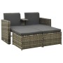 Graues 3-tlg. vidaXL Garten-Lounge-Set aus Rattan mit Auflagen.