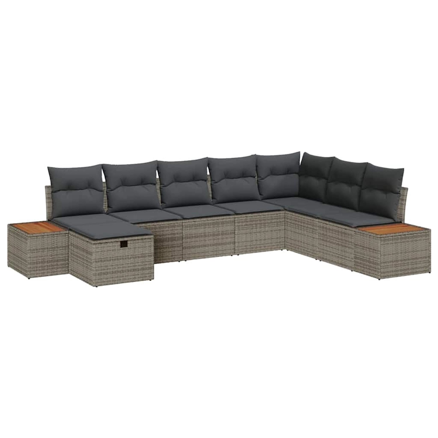 vidaXL 8-Teiliges Gartensofa-Set mit Kissen in Grau aus Polyester-Rattan 33 günstig online kaufen