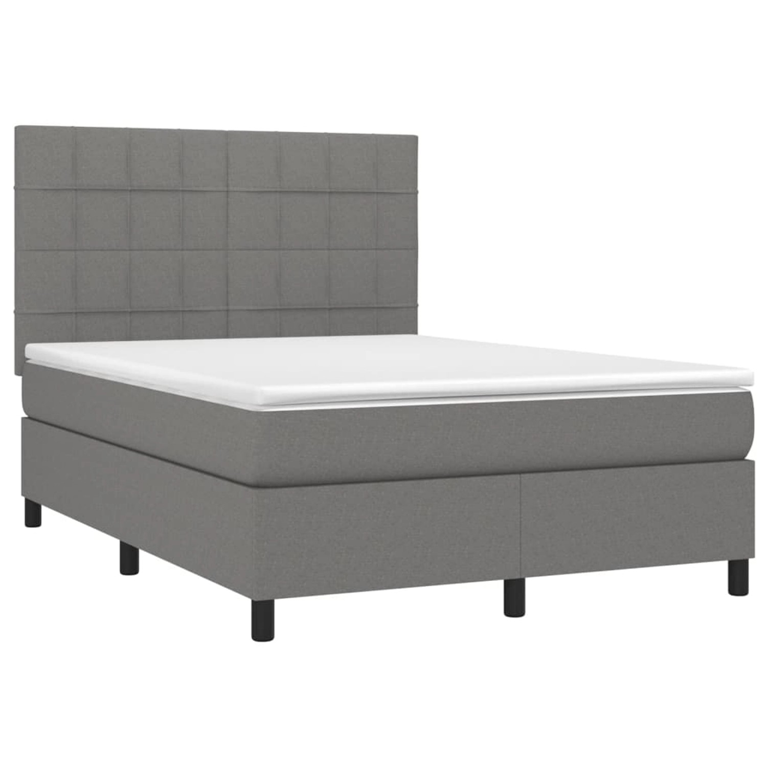 vidaXL Boxspringbett mit Matratze & LED Dunkelgrau 140x190 cm Stoff 3134870 günstig online kaufen