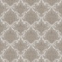 Beige-graue Barock Tapete mit Textil-Ornament für Wohn- und Esszimmer.