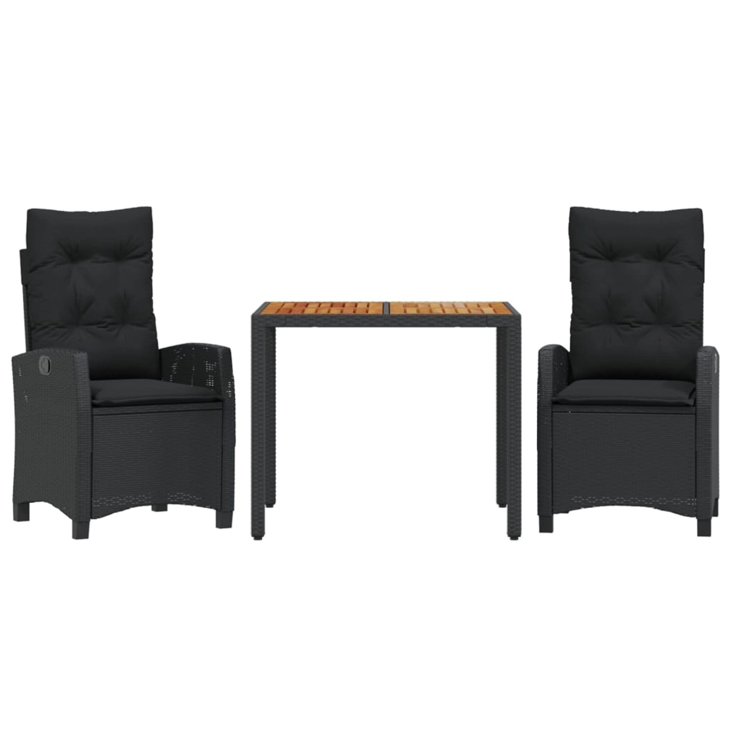 vidaXL 3-Tlg Garten-Essgruppe mit Kissen Schwarz Poly Rattan 3212662 günstig online kaufen