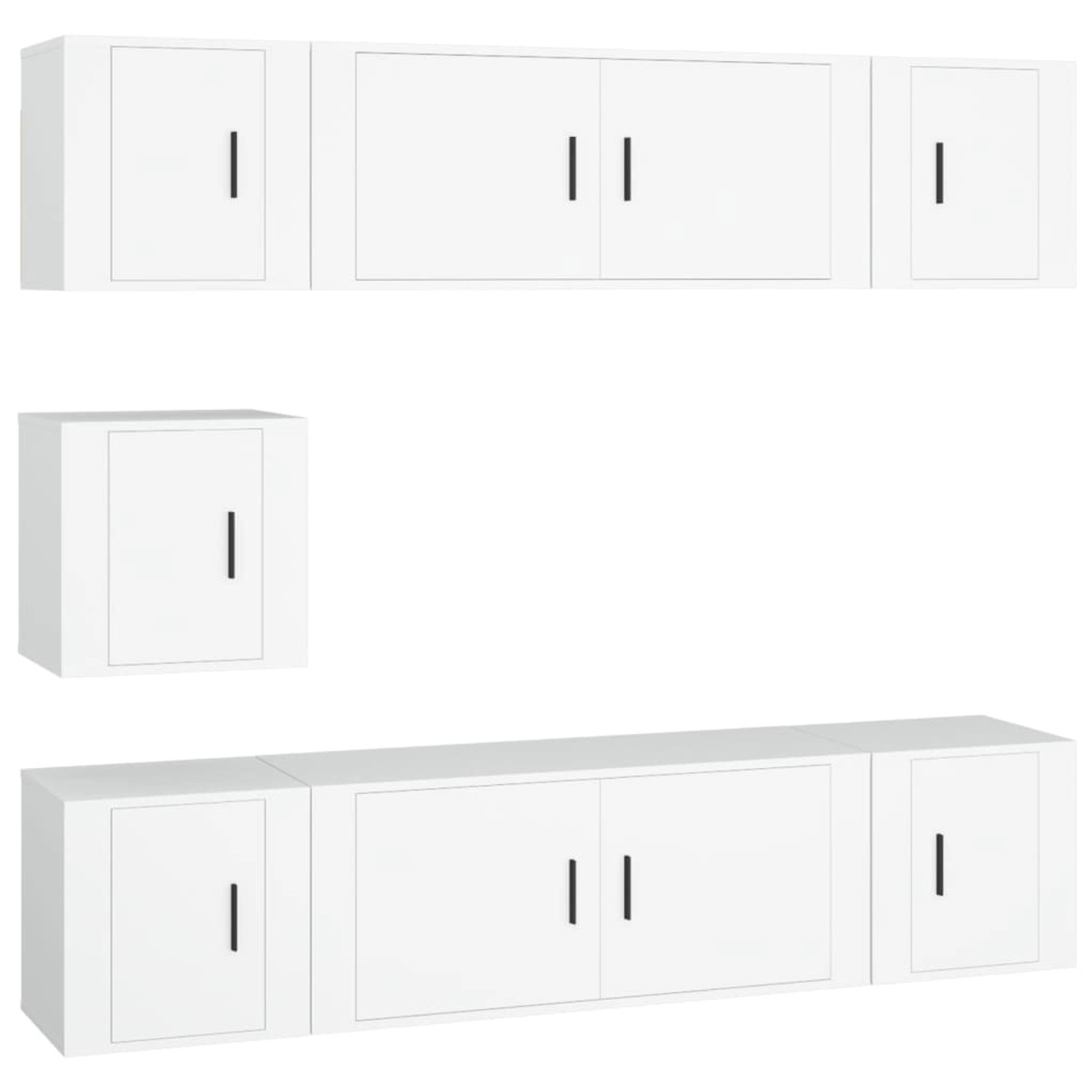 vidaXL 7-Tlg TV-Schrank-Set Weiß Holzwerkstoff 3188662