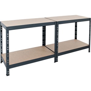 Metall-Schwerlast-Steckregal Rivet, anthrazit, 180x90x45cm, mit 4 Böden. Ideal für Garage und Keller.