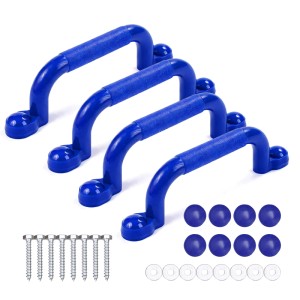 Relaxdays Klettergriffe 4er Pack Kunststoff Blau Rutschfest 24 cm x 3 cm x 7 cm 90 g