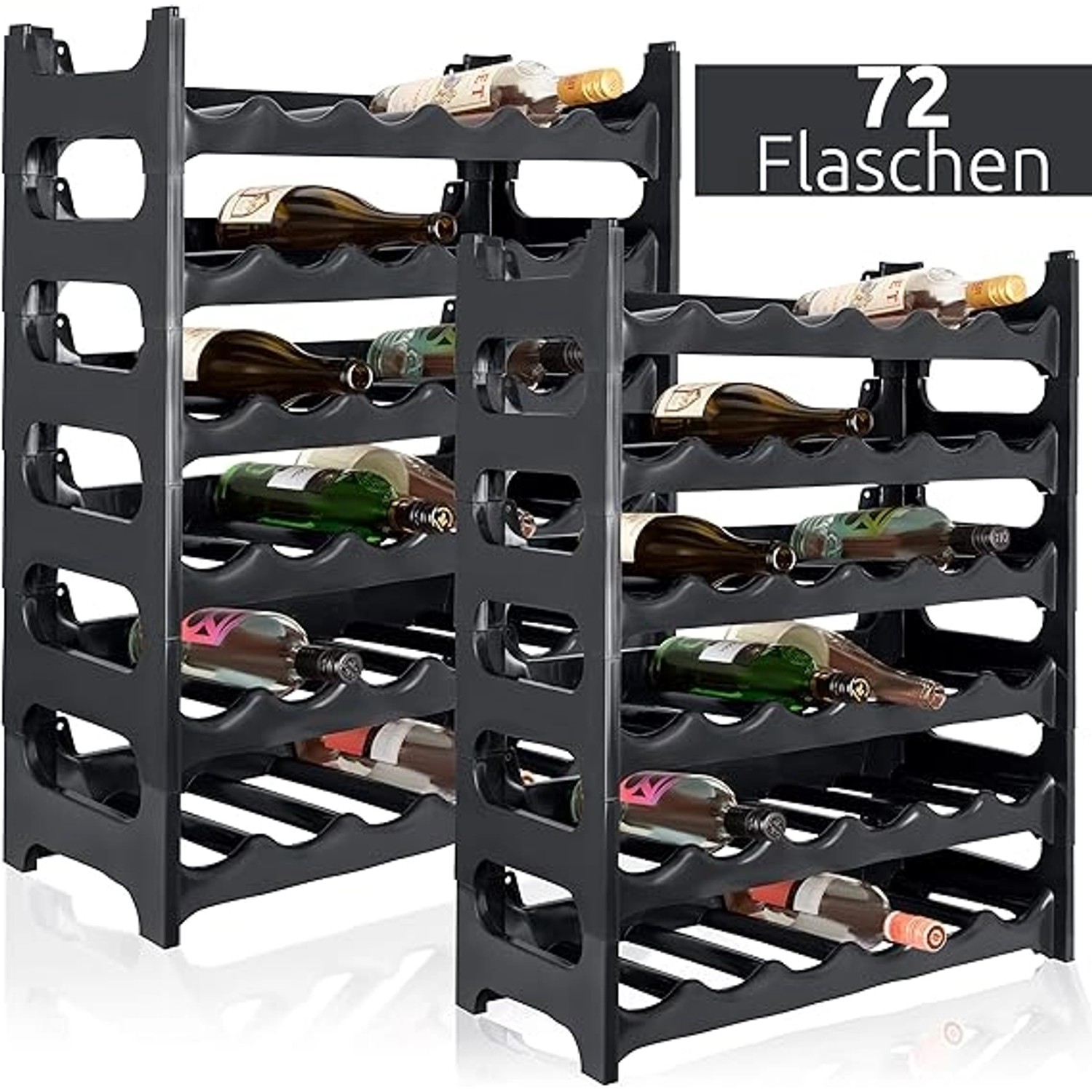 PROREGAL CURVA Weinregal 12x Ebenen für 72 FlaschenHxBxT 144x60x30cmSchwarz günstig online kaufen