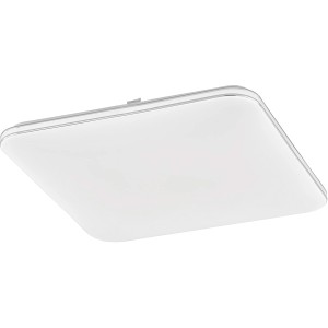 Weiße, dimmbare LED-Deckenleuchte Porto von Fischer & Honsel, 48,5x48,5 cm, mit Chromrand.