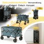 Sunula Bollerwagen, faltbar, grün, in verschiedenen Faltstadien für Camping & Freizeit.