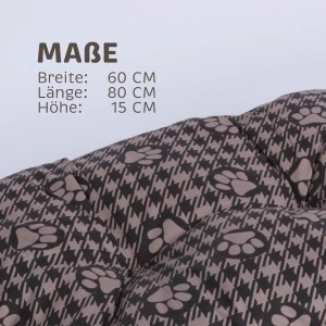 Bestlivings Hundekissen, 60x80x15cm, braun mit Pfotenmuster, ideal als Hundekorb oder Hundebett.