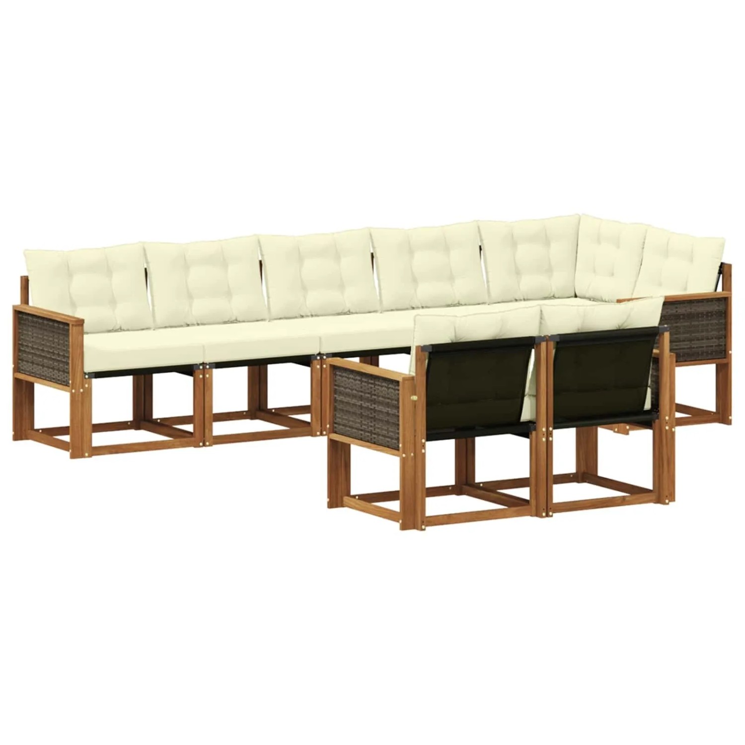 vidaXL Outdoor-Sofagarnitur mit Kissen 8 Stk Natur und Creme 3382026