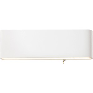 Weiße LED-Wandleuchte Siegfried, 29,5 cm breit, mit Ein/Aus-Schalter für energiesparende Beleuchtung.