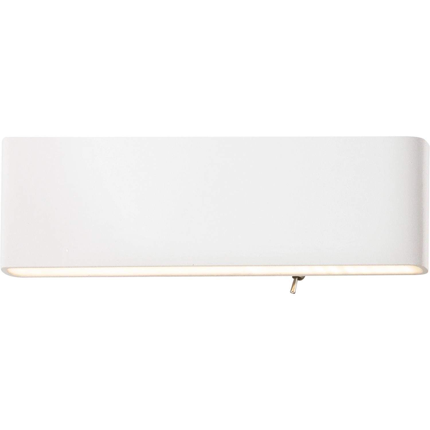 Weiße LED-Wandleuchte Siegfried, 29,5 cm breit, mit Ein/Aus-Schalter für energiesparende Beleuchtung.