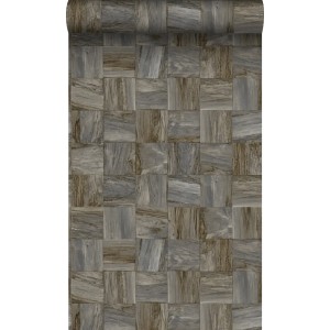 Origin Luxury Wallcoverings Tapete Quadratische Holzstücke Dunkelbraun 53 Cm X 1005 Cm 347519