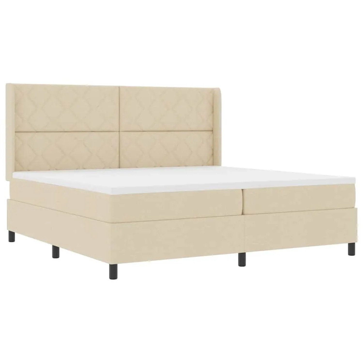 vidaXL LED Boxspringbett mit Matratze Creme 200 x 200 cm Stoff 3343593
