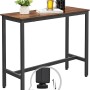 Songmics Bartisch Delon in Braun-Schwarz mit Vintage-Oberfläche und schwarzem Metallgestell.