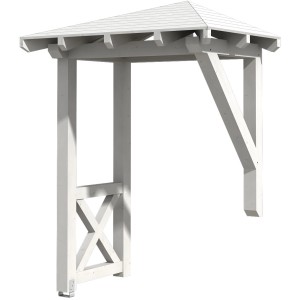 Skan Holz Vordach Wesel 3, weiß lasiert, 188x126 cm. Haustür-Überdachung aus Holz.