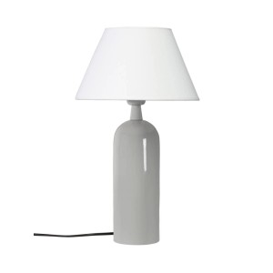 Graue PR Home Tischleuchte Carter mit weißem Textilschirm, E27, 46cm hoch.