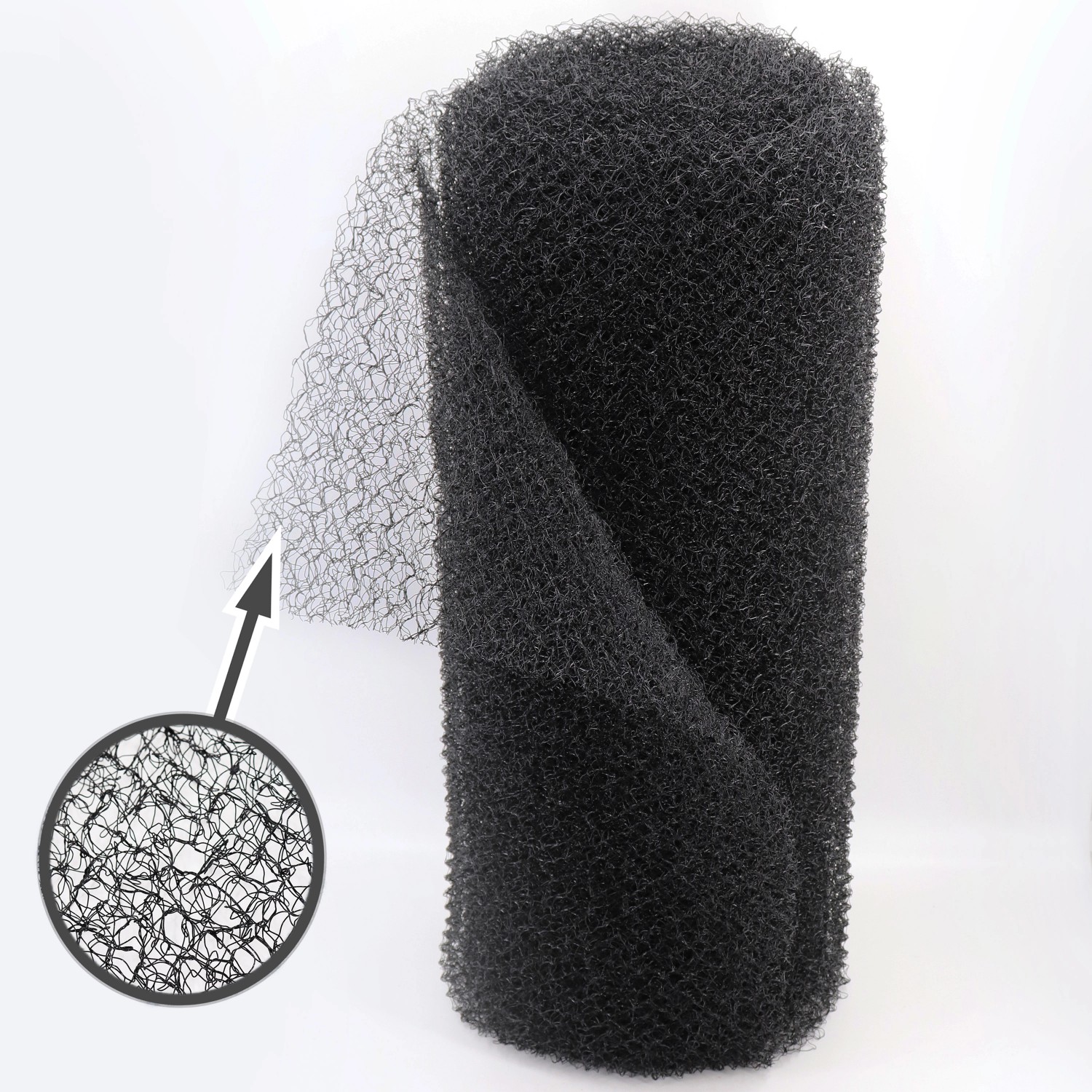 Schwarze Aquagart Böschungsmatte/Ufermatte (90m x 1m) als Teichzubehör, UV-stabil und 20mm stark.