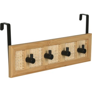 Wenko Türgarderobe Allegre aus Bambus und Rattan mit 4 schwarzen Haken.