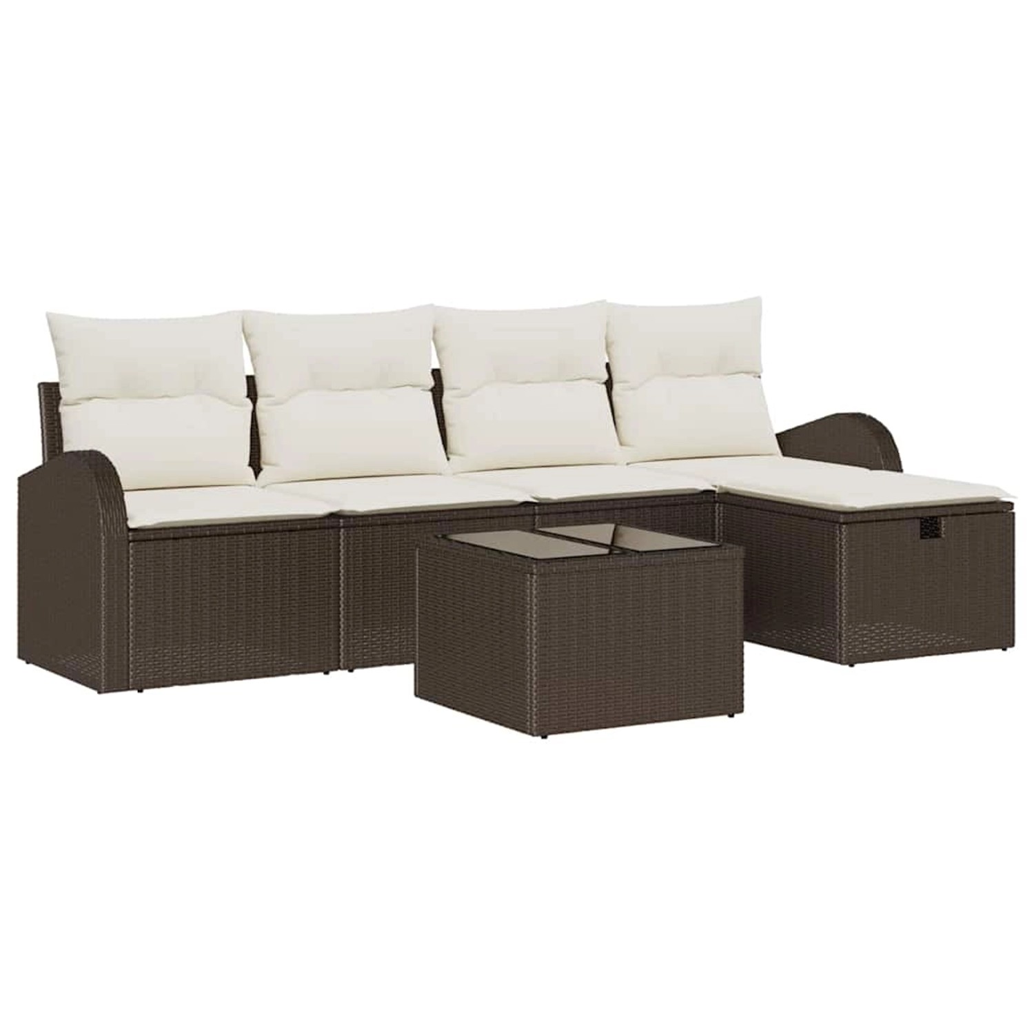 vidaXL Garten-Sofa-Set mit Kissen mit Speicher 6-Tlg Braun Poly Rattan 3360 günstig online kaufen