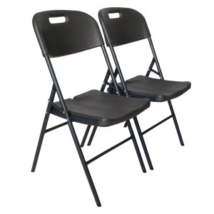 2er Set TRUTZHOLM Klappstühle, grau in Holzoptik, wetterfest und ergonomisch geformt.